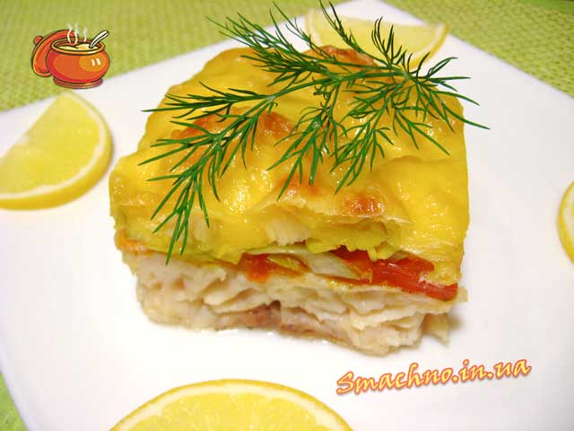 Филе морского окуня запеченное с помидорами и сыром. Рецепт приготовления.
